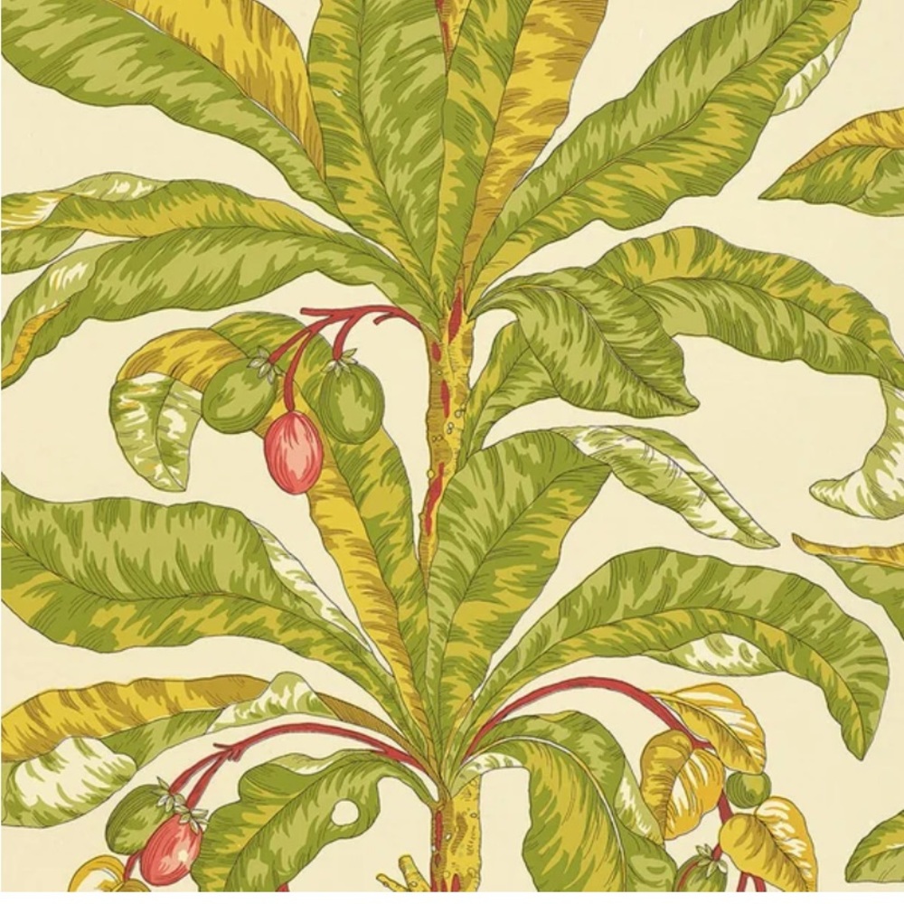 Schumacher Blair House palm floral wallpaper roll vintage retro tropical new